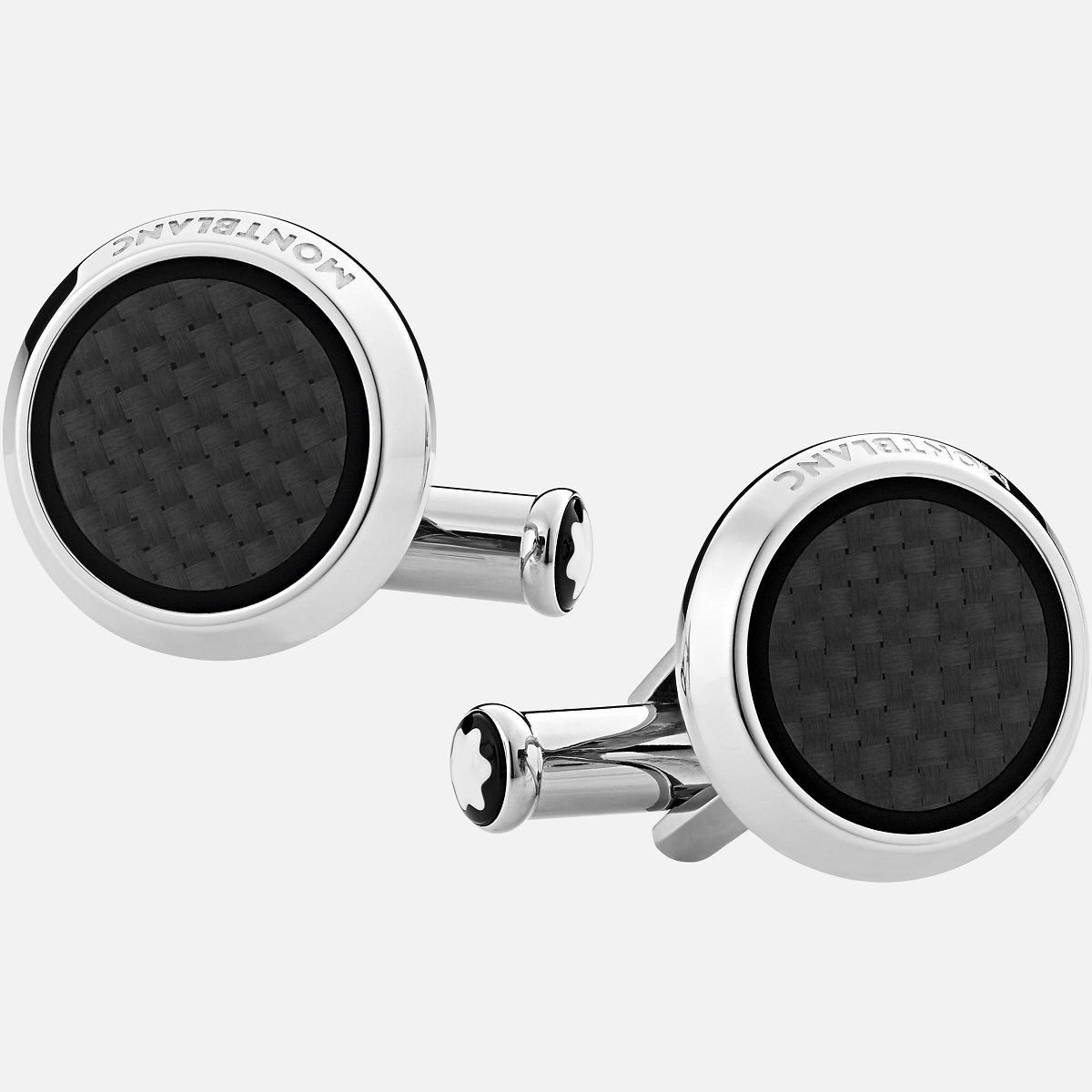 Gemelli Montblanc Rotondi in acciaio pregiato con inserto lavorato effetto carbonio MB124295 Extreme